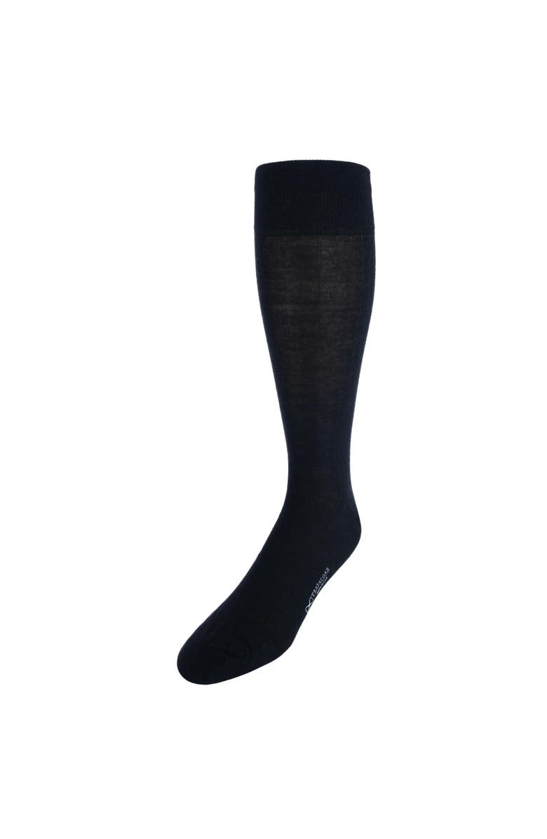 Trafalgar Sutton Fine Merino Wool Solid Color Ribbed Socks, Main, color, Black