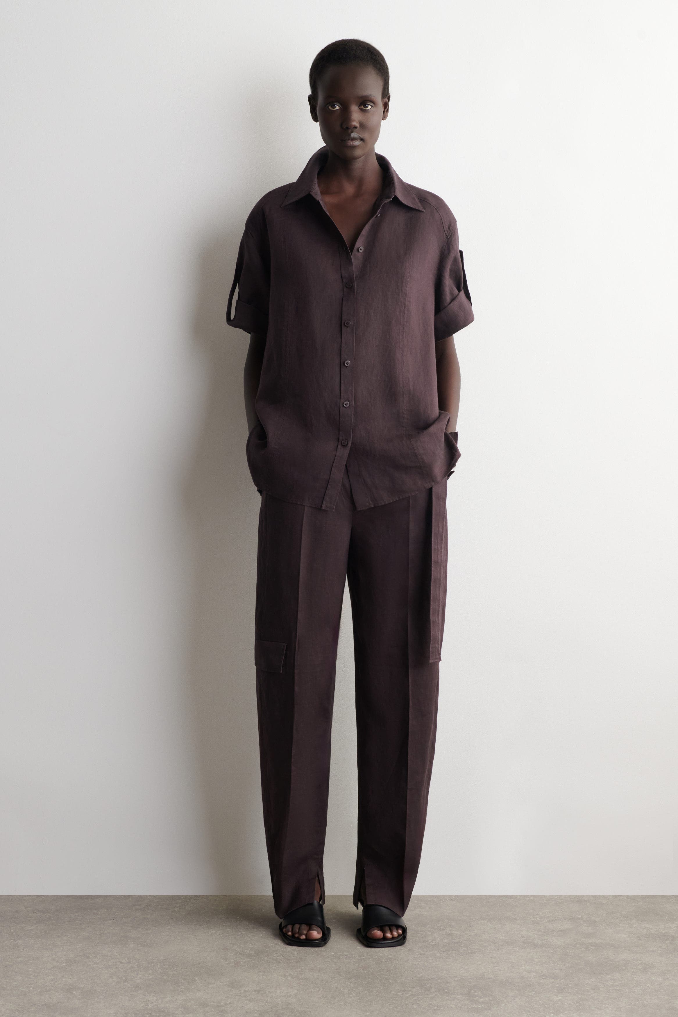 Folded-Sleeve Linen Shirt - image 4