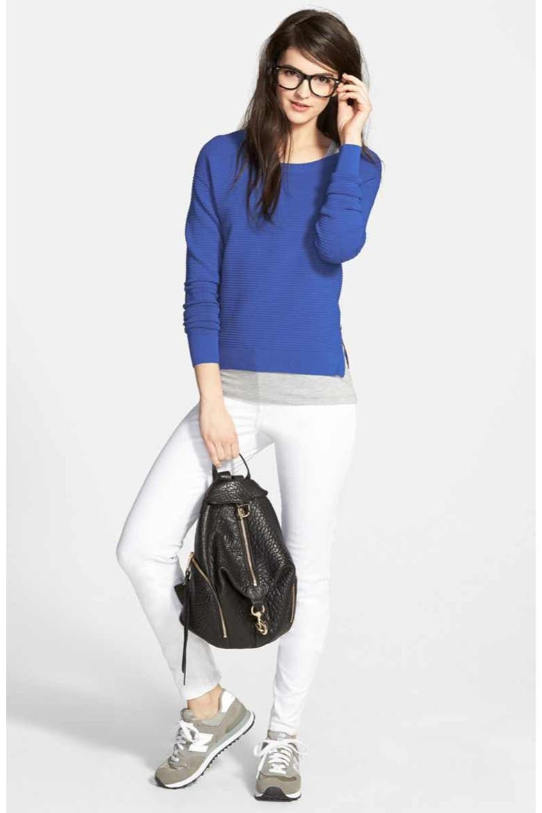 'Silky' Stretch Ankle Skinny Jeans (Nordstrom Exclusive), Alternate, color, OPTIC WHITE