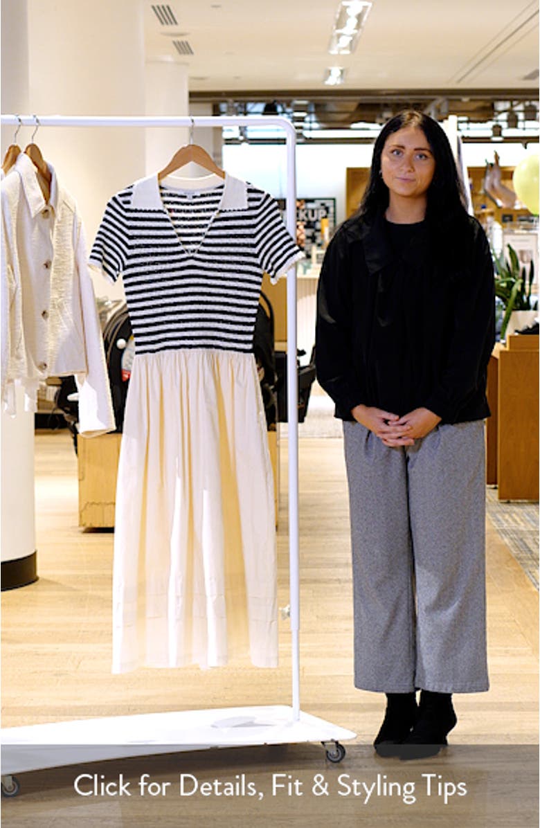 Hybrid Stripe Pointelle Rib & Woven Dress, sales video thumbnail