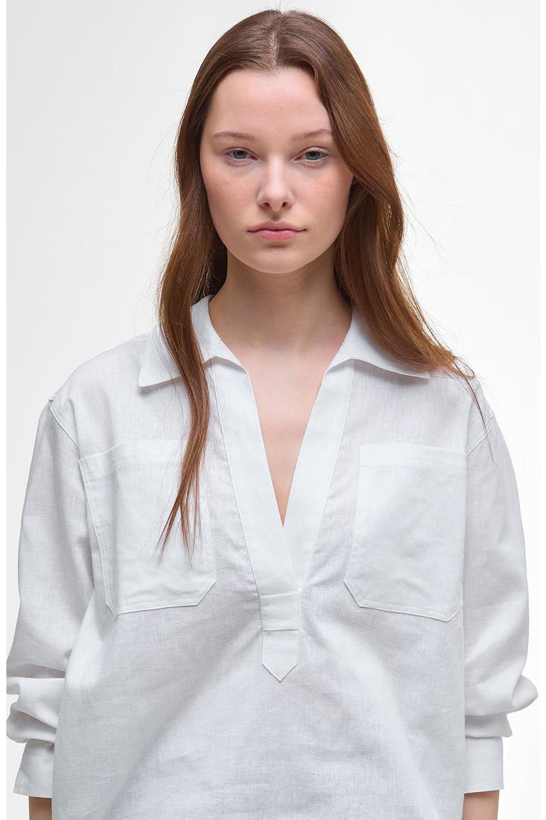 Cecile Cotton & Linen Shirt, Alternate, color, WHITE