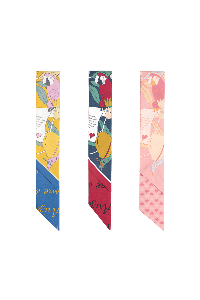 "El Amor" Silk Twill Skinny Scarf, Alternate, color, Yellow and Blue