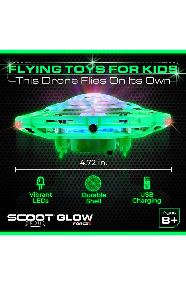 Force1 Scoot Glow Hand Operated Drone, Alternate, color, Green