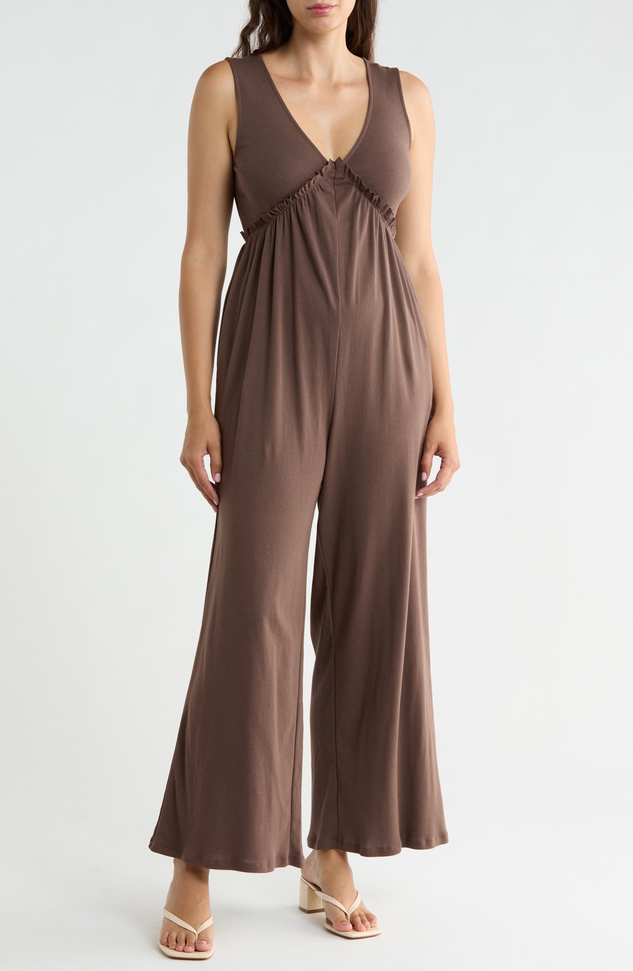 V-Neck Wide Leg Jumpsuit