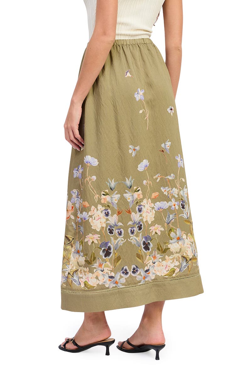 Yvette Floral Maxi Skirt, Alternate, color, OLIVE BLUE FLORAL