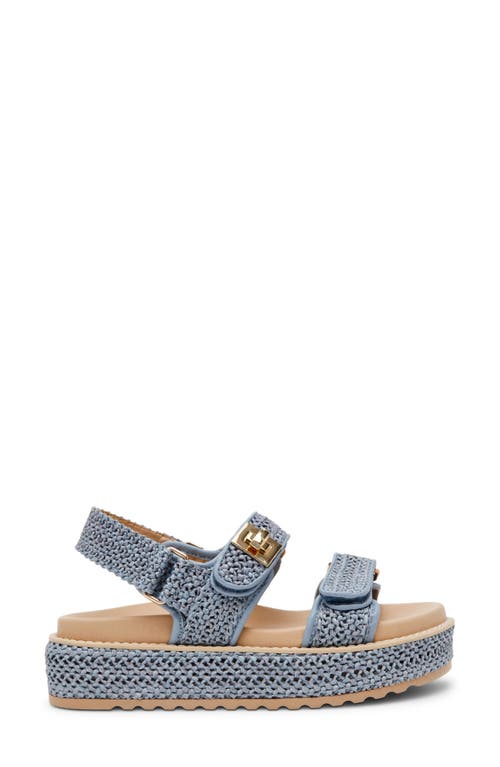 Steve Madden Bigmona Raffia Platform Sandal In Blue Raffia