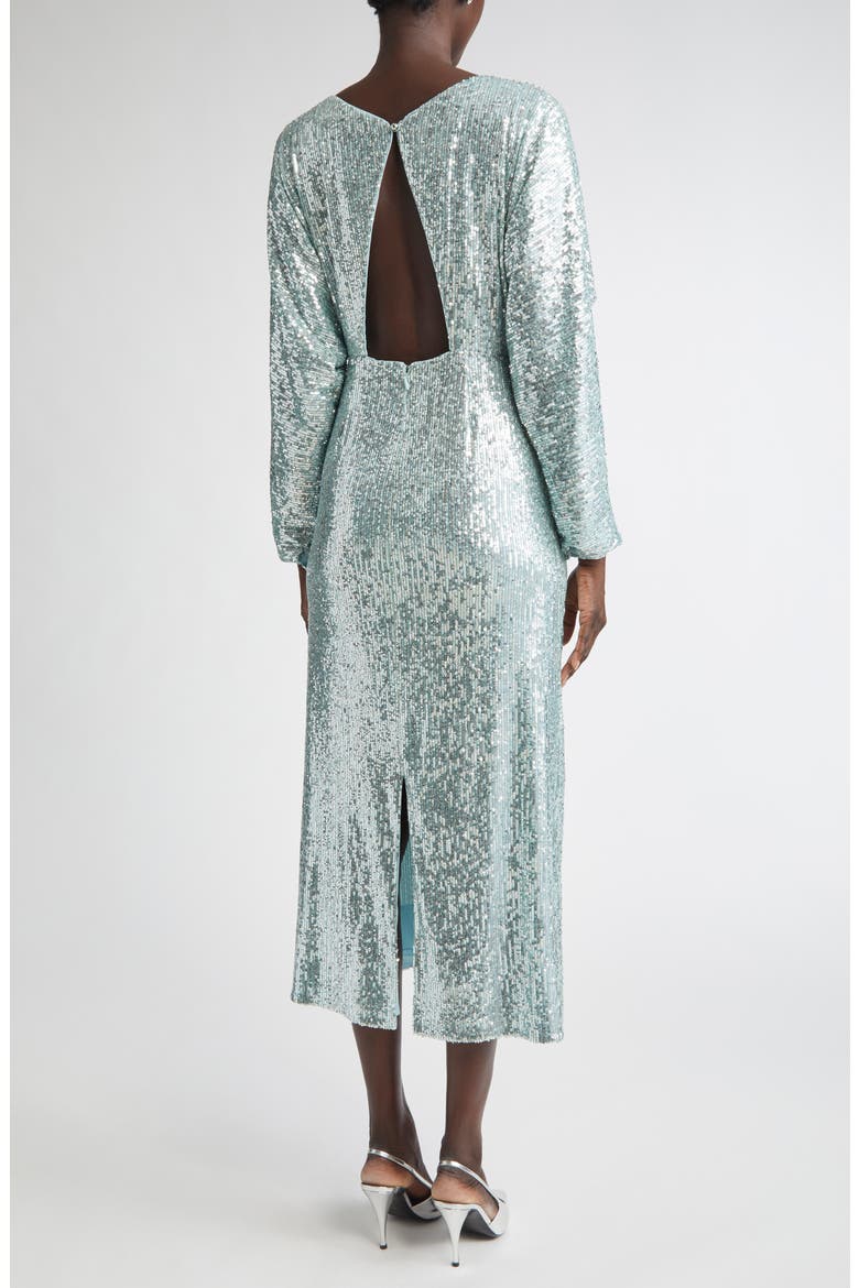 Long Sleeve Sequin Stretch Knit Midi Dress, Alternate, color, AQUA