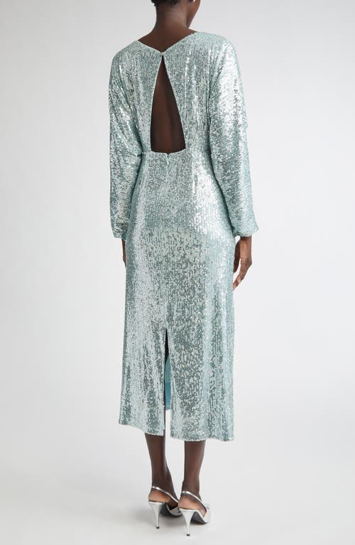 St John St. John Long Sleeve Sequin Stretch Knit Midi Dress In Blue