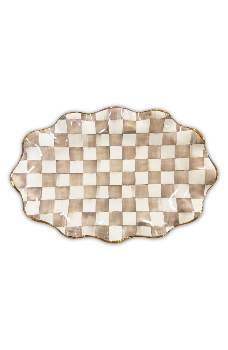 MACKENZIE CHILDS Mocha Check Ceramic Serving Platter, Main, color, Mocha