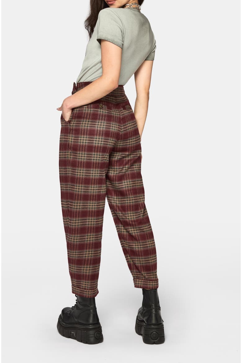 Cecily Buckle Check Balloon Trousers, Alternate, color, Burgundy