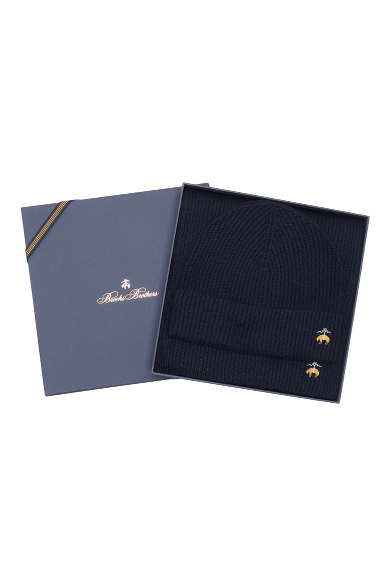 Wool Blend Beanie & Scarf Set, Main, color, NAVY