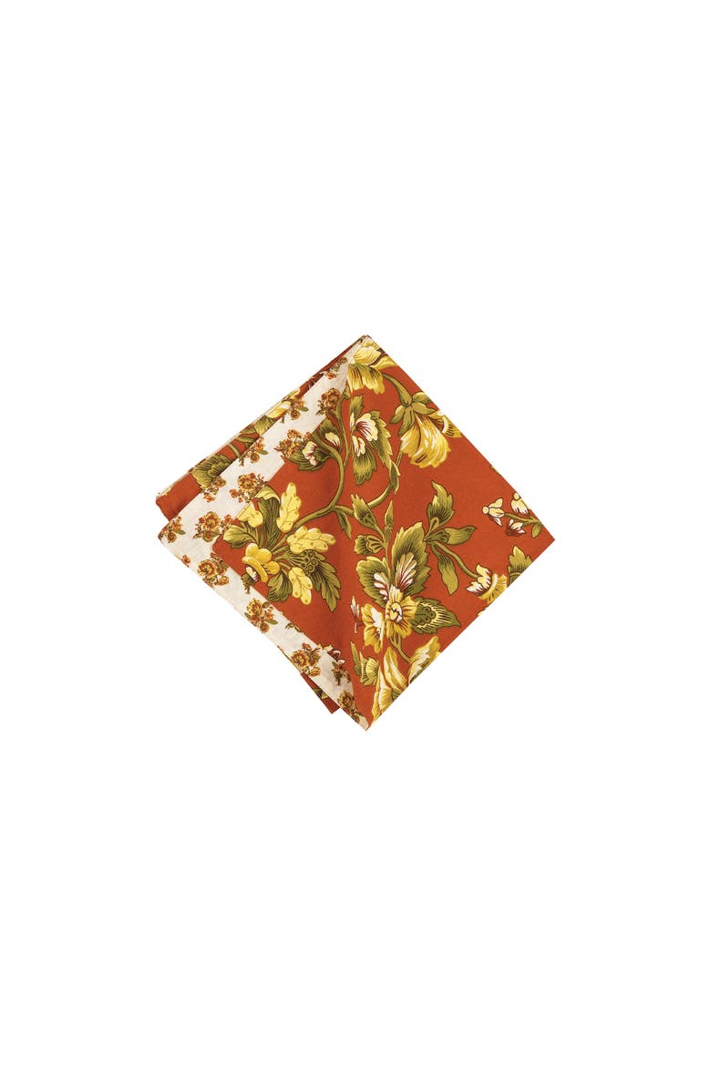 Estelle Reversible Floral Damask Napkin, Set of 6, Main, color, Orange