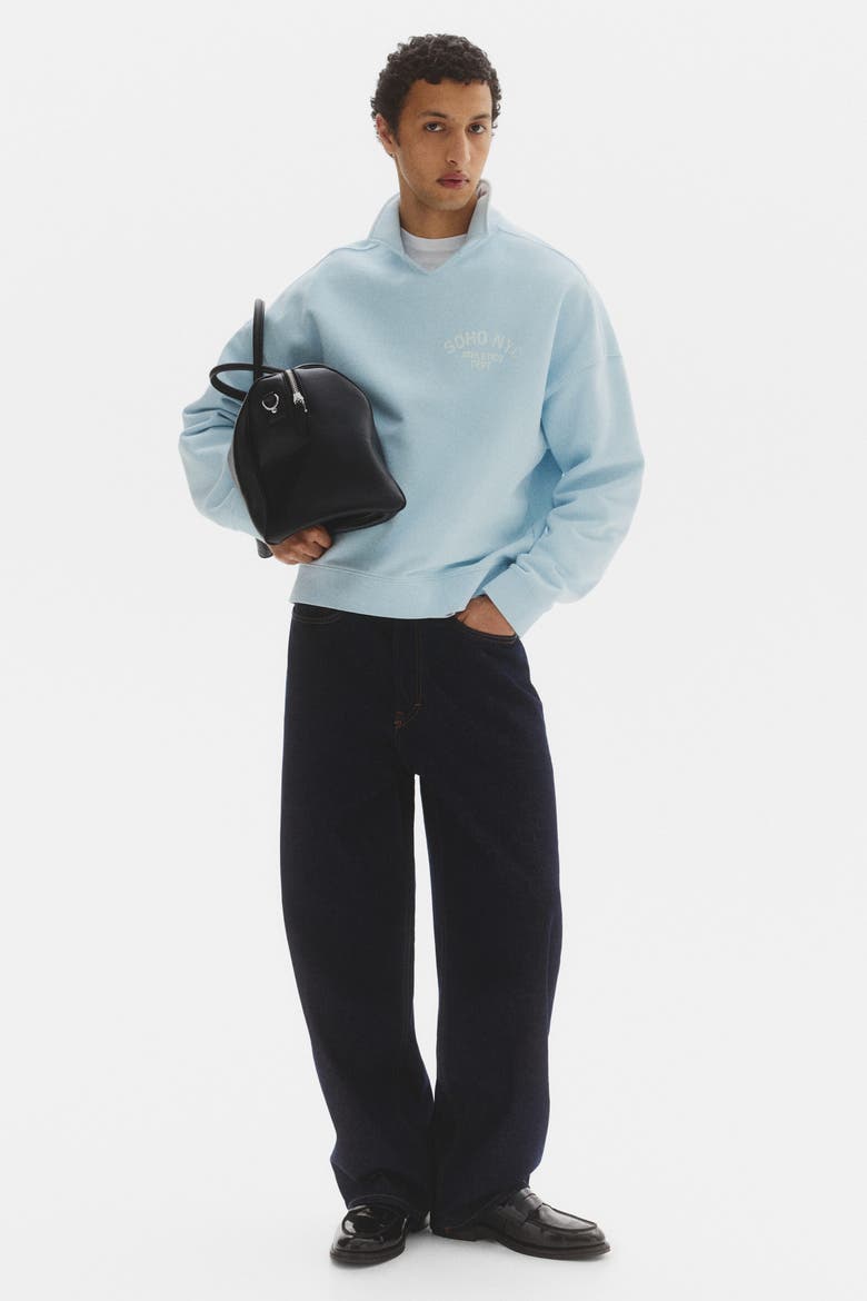Oversized Fit Rugby Sweatshirt, Alternate, color, Light blue/Soho NYC