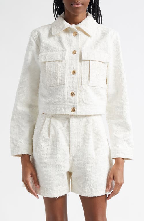 Farm Rio Cotton Tweed Jacket In Off-white
