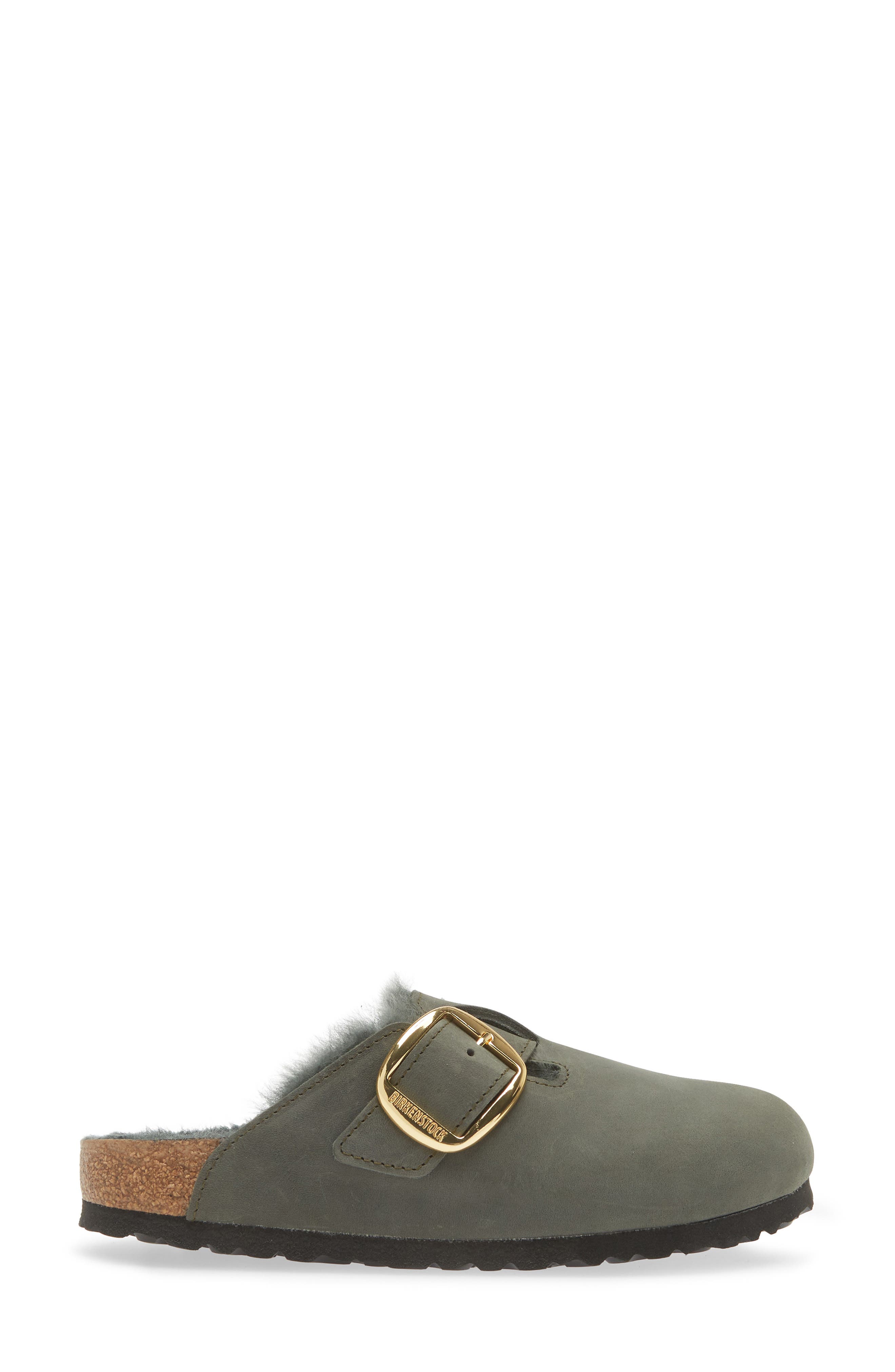 Boston Big Buckle Genuine Shearling Lined Clog, Alternate, color, THYME
