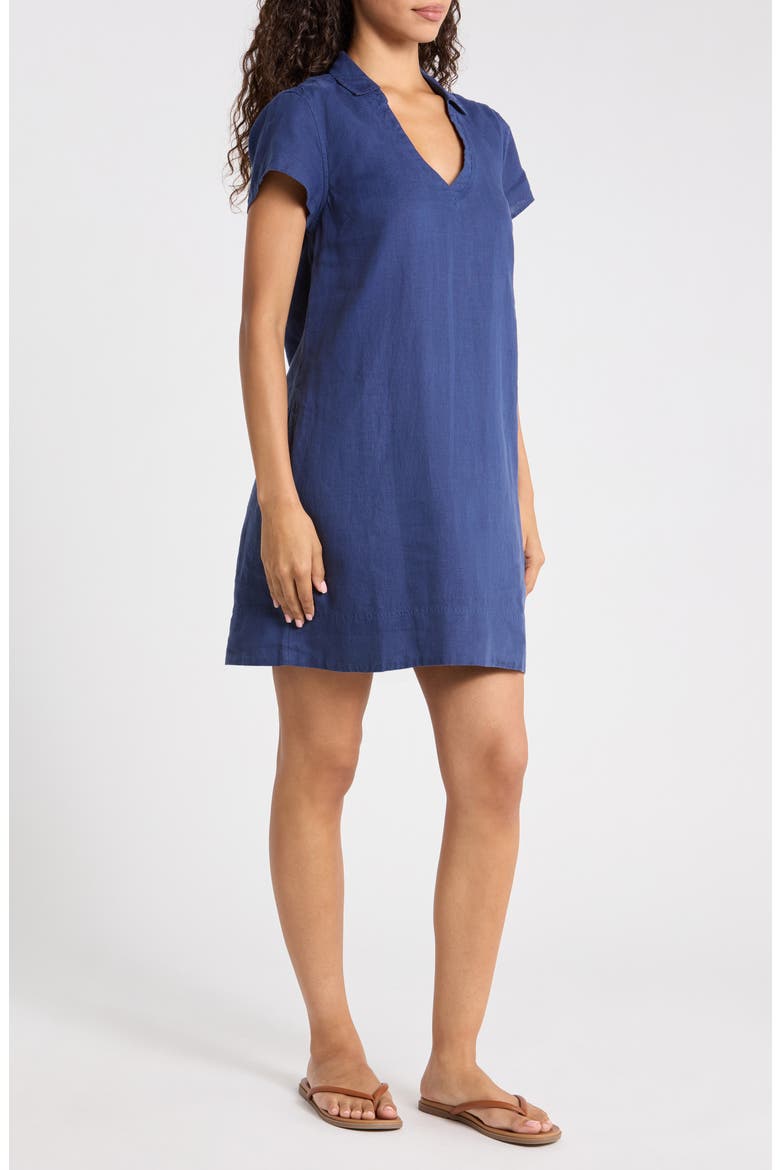Two Palms Short Sleeve Linen Dress, Alternate, color, ISLAND NAVY