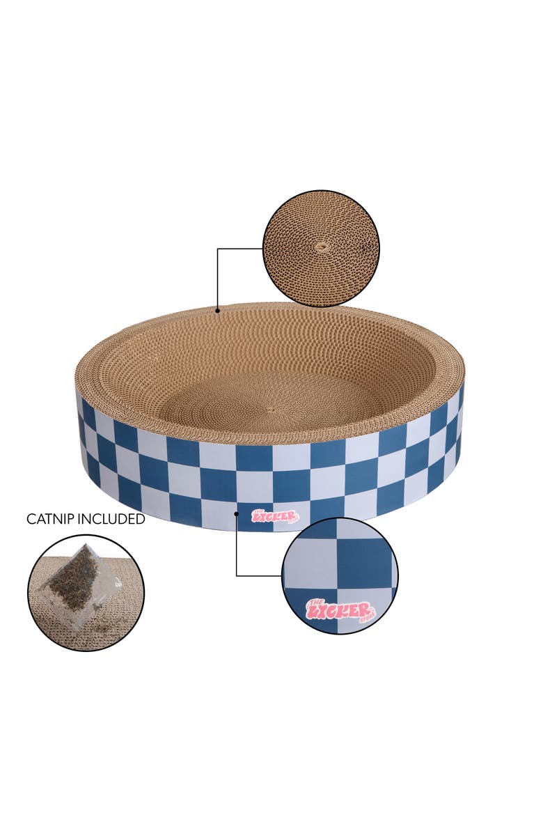 Daisy Modern Cardboard Bowl Cat Scratcher with Catnip, Alternate, color, Navy/Blue