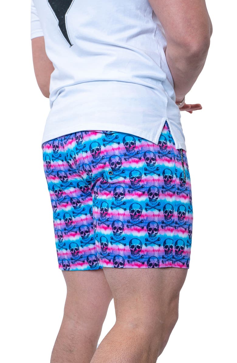 Maceoo Swim Lion Tie Dye Skull Swim Trunks, Alternate, color,
