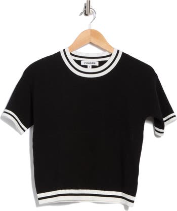 Tipped Short Sleeve Sweater