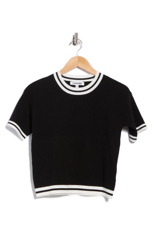 Vigoss Tipped Short Sleeve Sweater In Multi