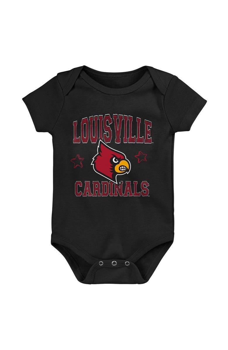 Outerstuff Newborn & Infant Red/Black/Heather Gray Louisville Cardinals 3-Pack Born To Be Bodysuit Set, Alternate, color, 