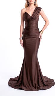 Jessica Angel One-Shoulder Soft Draped Mermaid Gown