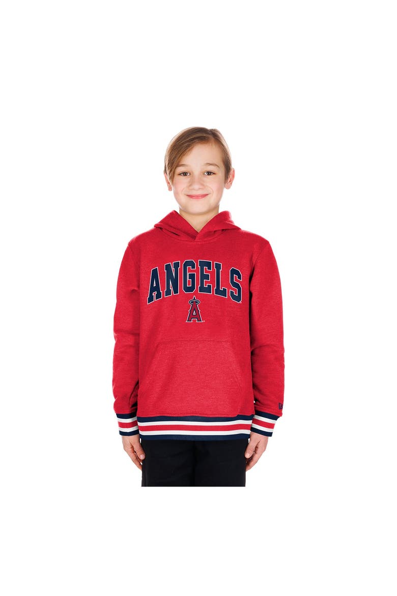 Youth New Era Red Los Angeles Angels Knit Trim Pullover Hoodie, Main, color, Red