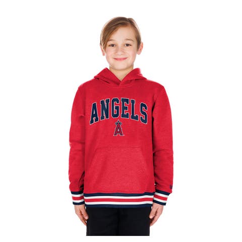 Youth New Era Red Los Angeles Angels Knit Trim Pullover Hoodie