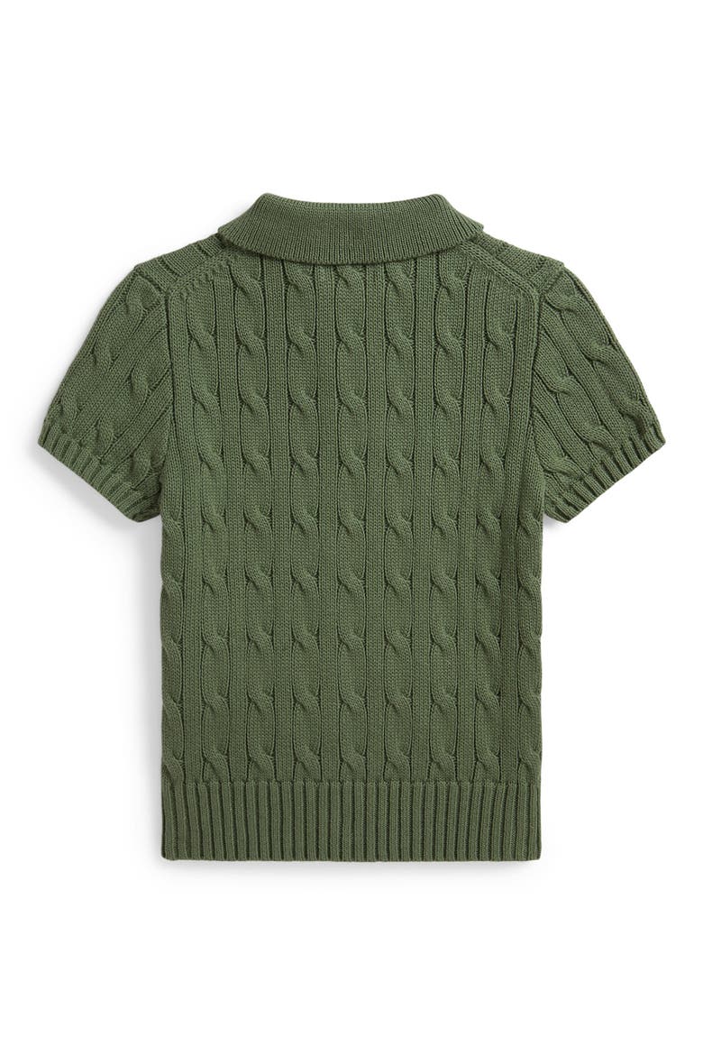 Kids' Cable Short Sleeve Cotton Sweater, Alternate, color, CARGO GREEN