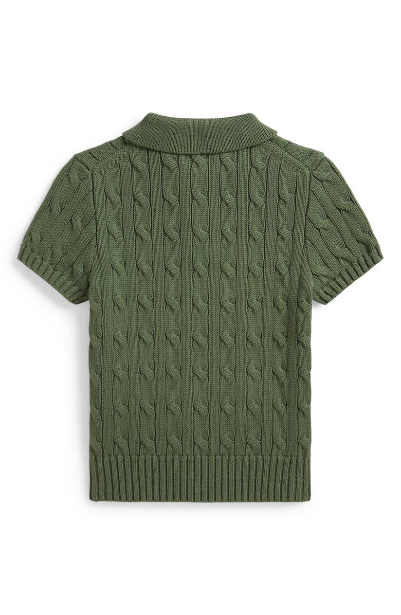 Polo Ralph Lauren Kids' Cable Short Sleeve Cotton Sweater, Alternate, color, Cargo Green