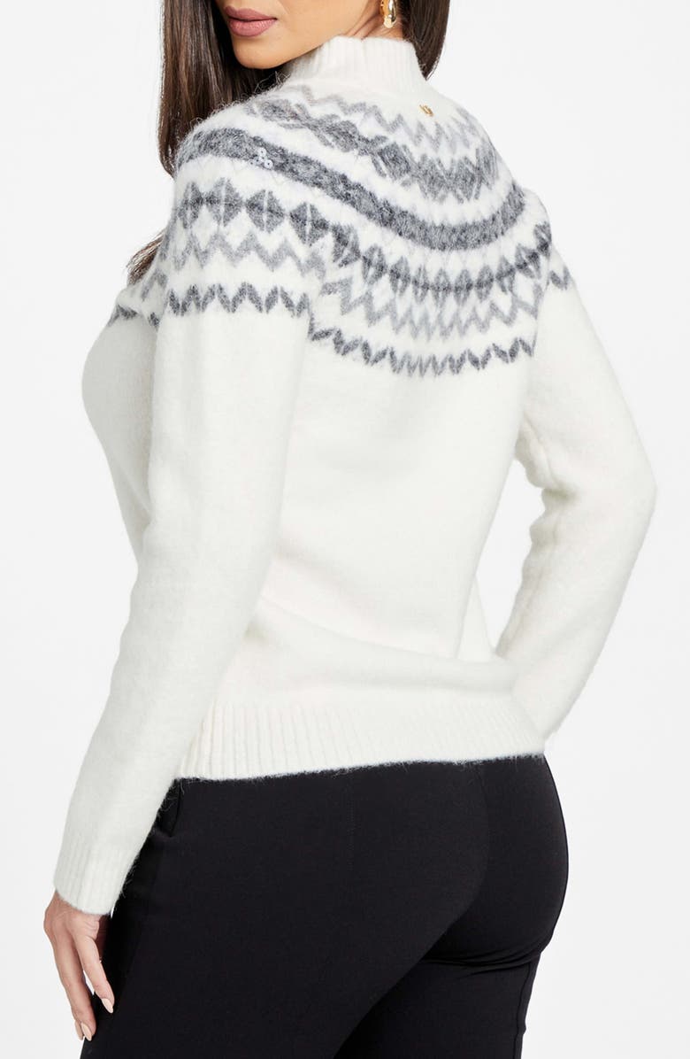 Marciano Akilah Fair Isle Mock Neck Sweater, Alternate, color, White Multi