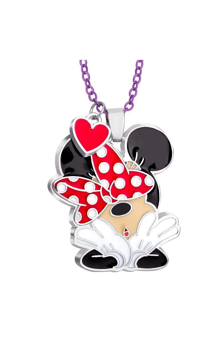 Disney Minnie Mouse and Mickey Heart Necklace, Main, color, Red/Black