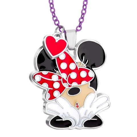 Minnie Mouse and Mickey Heart Necklace