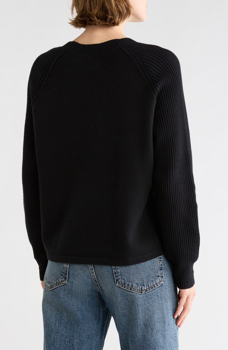 Vince Ribbed Cotton Pullover, Alternate, color, Washed Black