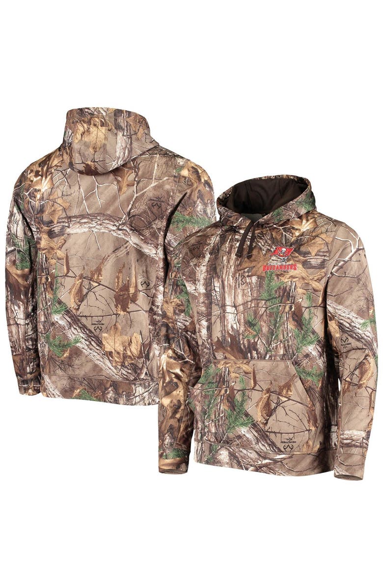 DUNBROOKE Men's Dunbrooke Realtree Camo Tampa Bay Buccaneers Circle Champion Tech Fleece Pullover Hoodie, Main, color,