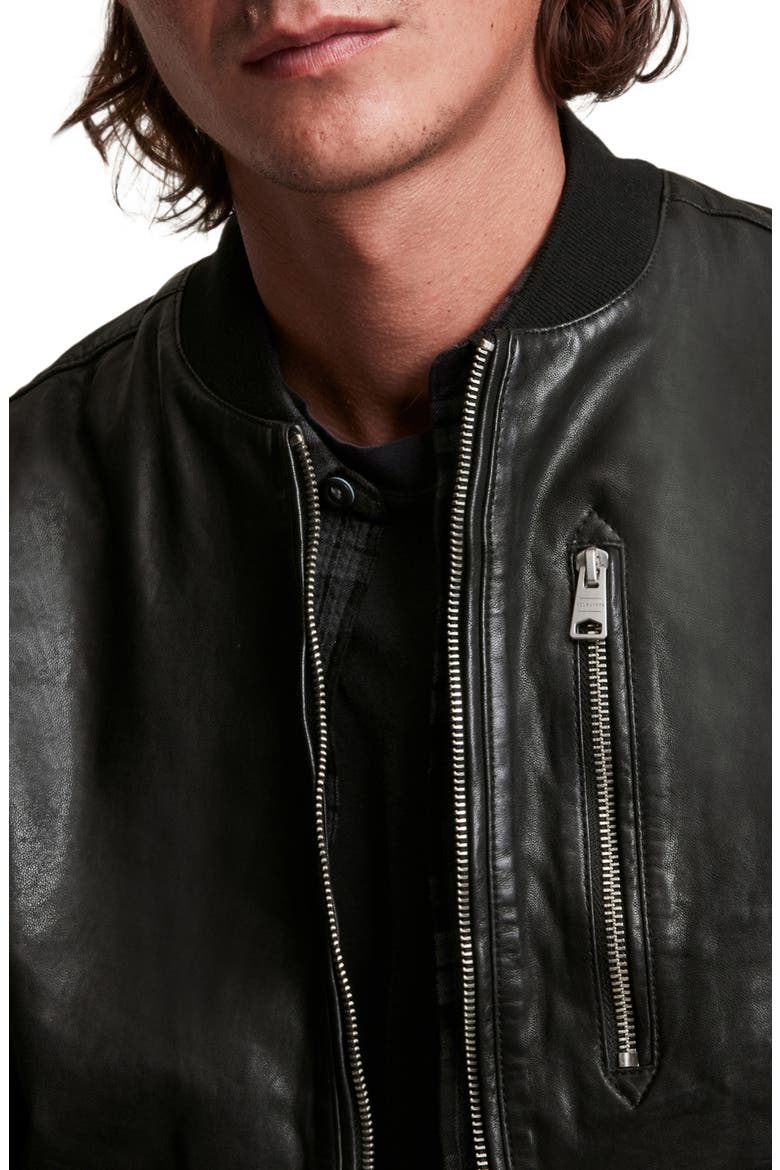 Boyton Leather Bomber Jacket, Alternate, color, BLACK