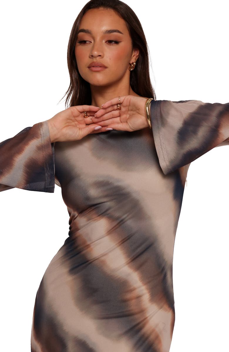 Petal & Pup Pandora Long Sleeve Mesh Maxi Dress, Alternate, color, Ombre Stripe