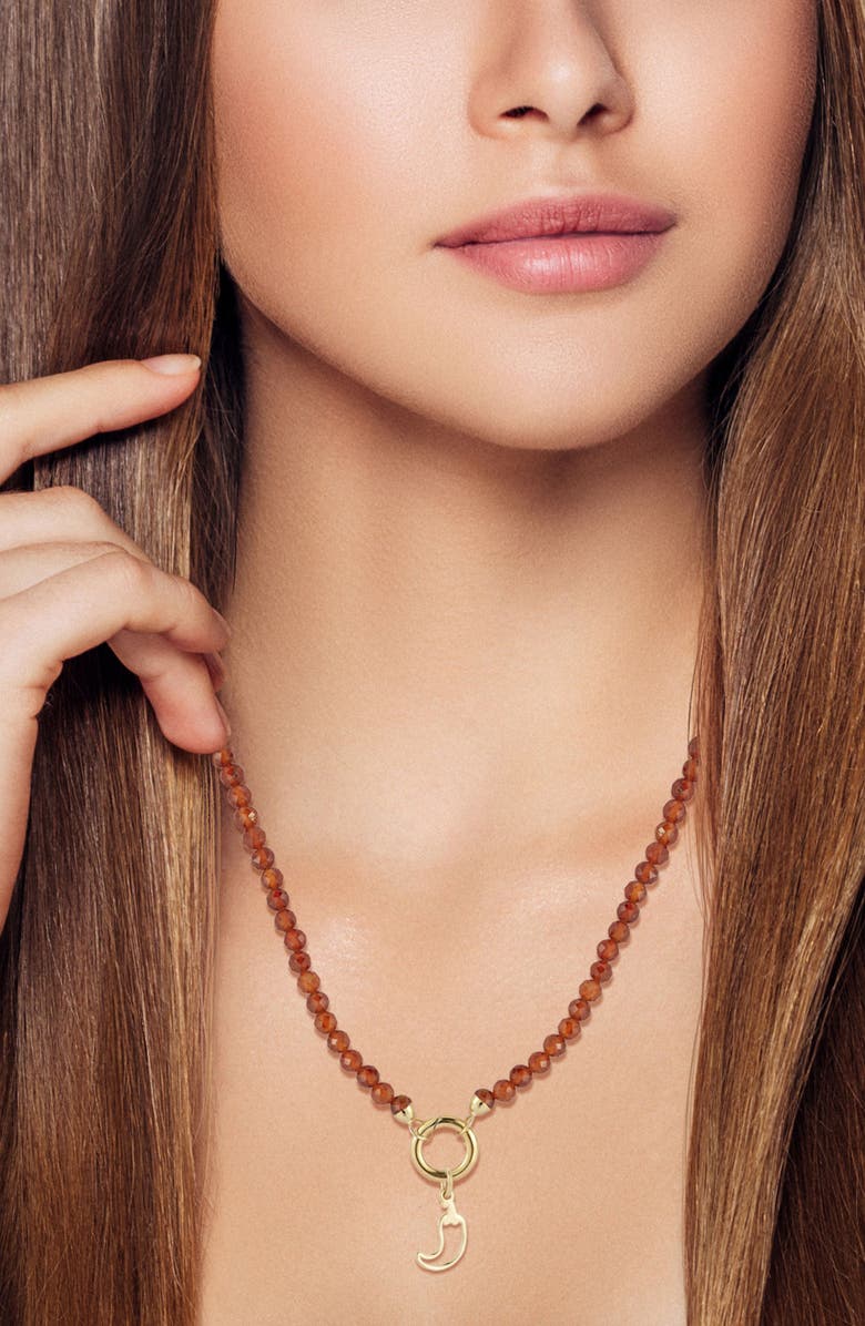 Ember Fine Jewelry 14K Yellow Gold Chili Charm Beaded Necklace, Alternate, color, Gold/Red