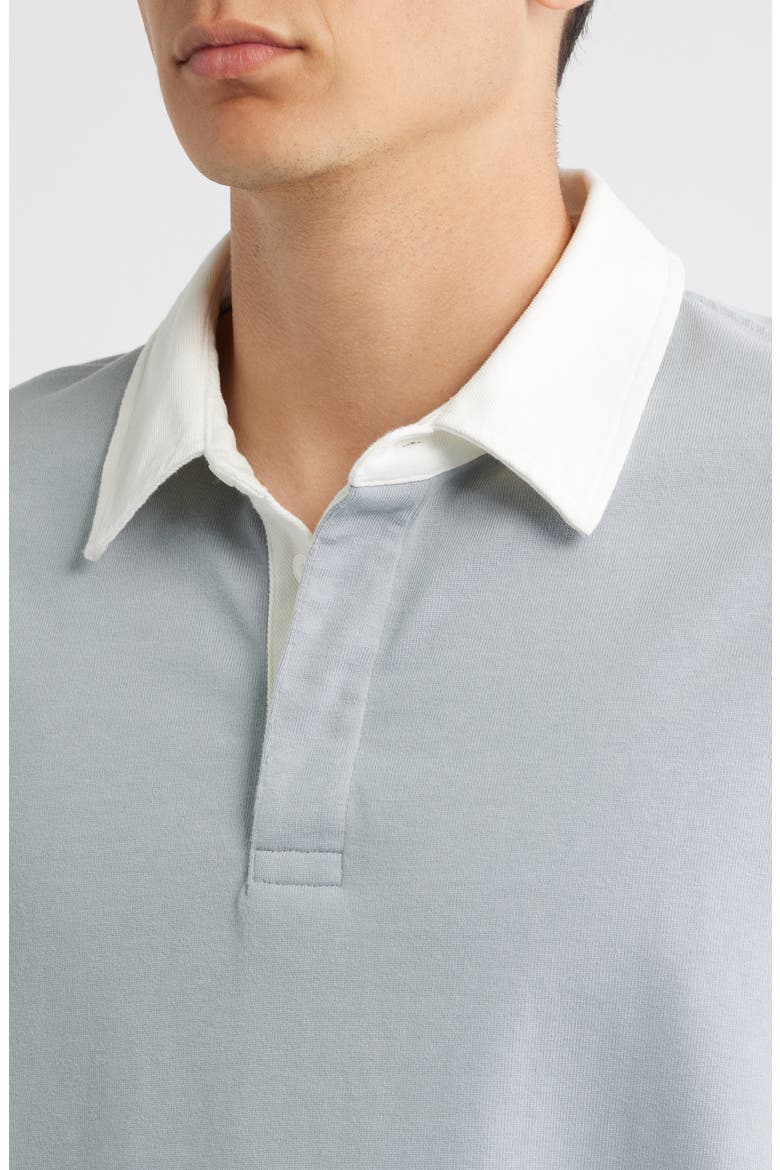 Cotton Half Placket Rugby Polo, Alternate, color, BLUE GREY