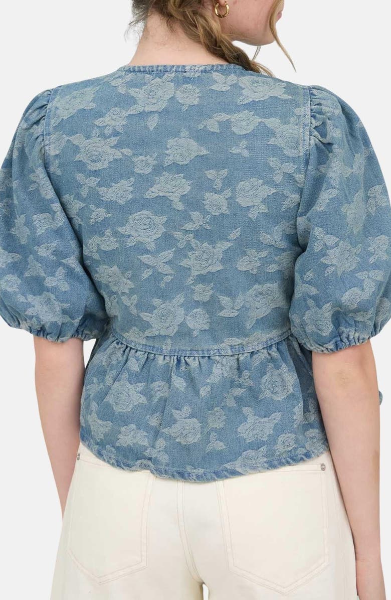 Blu Pepper Puff Sleeve Tie Front Top, Alternate, color, 