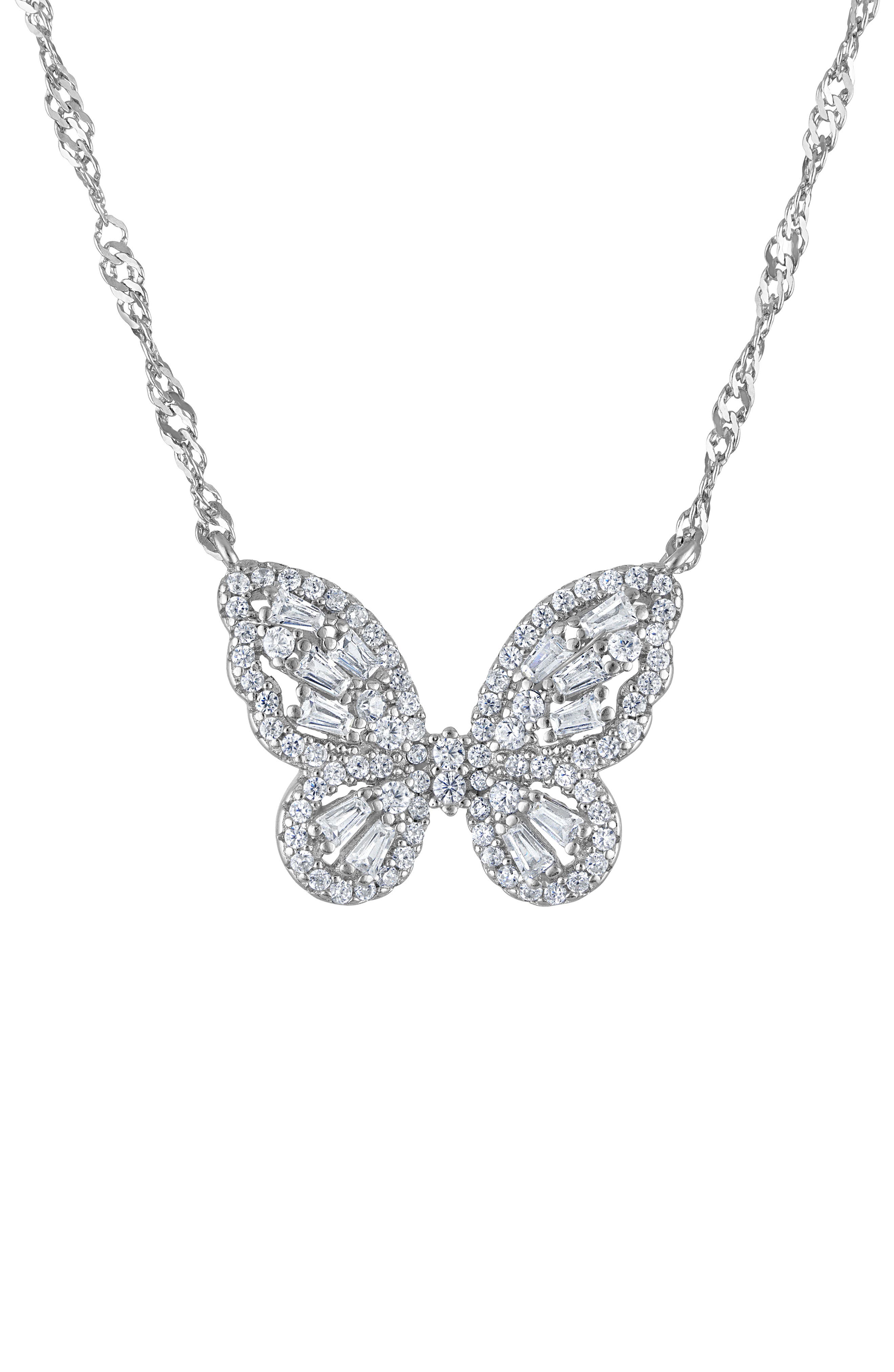 FZN Cubic Zirconia Butterfly Pendant Necklace