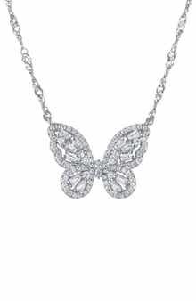 Cubic Zirconia Butterfly Pendant Necklace