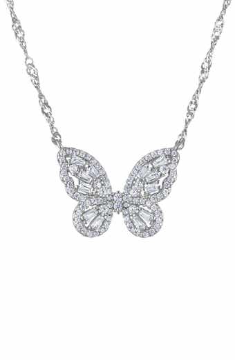 FZN Cubic Zirconia Butterfly Pendant Necklace