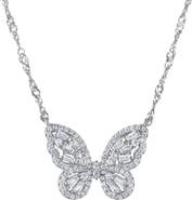 FZN Cubic Zirconia Butterfly Pendant Necklace