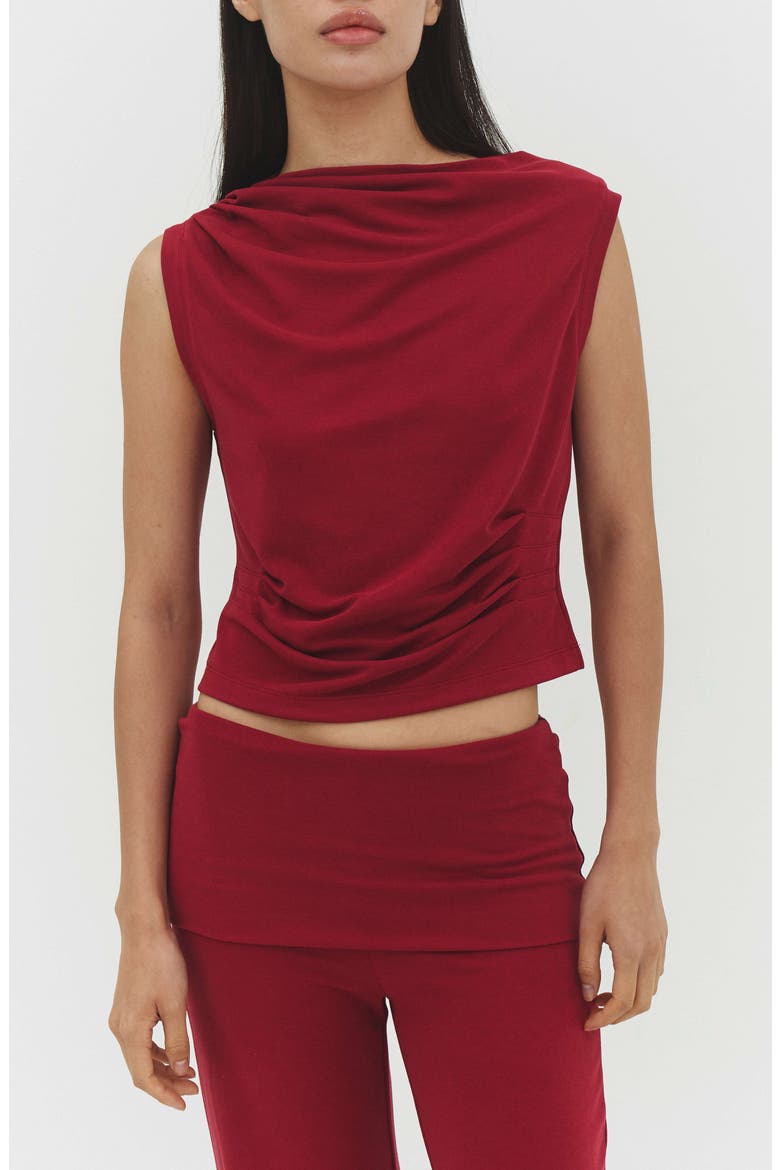Asymmetric Pleat Sleeveless Top, Main, color, RASBERRY