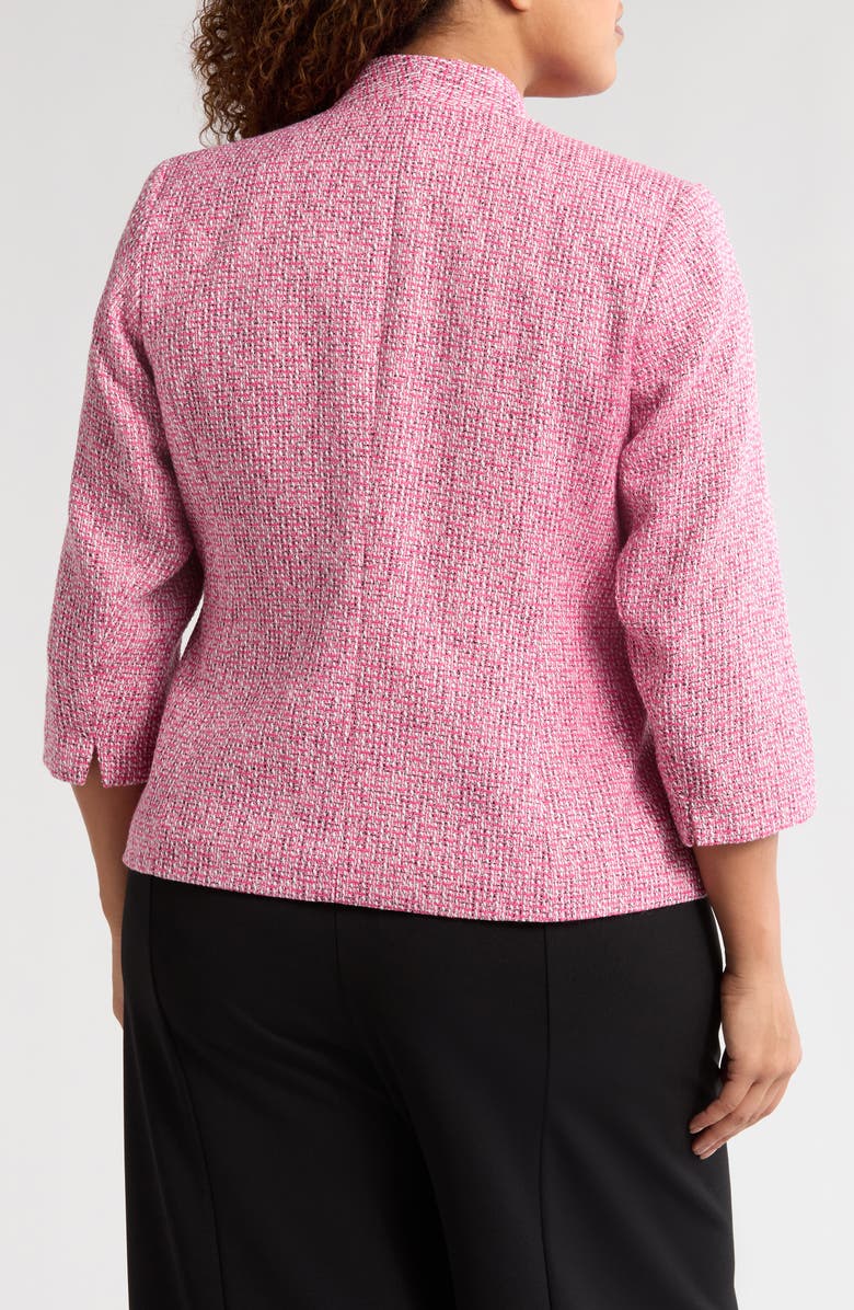 KASPER Tweed Four Pocket Collarless Blazer, Alternate, color, 