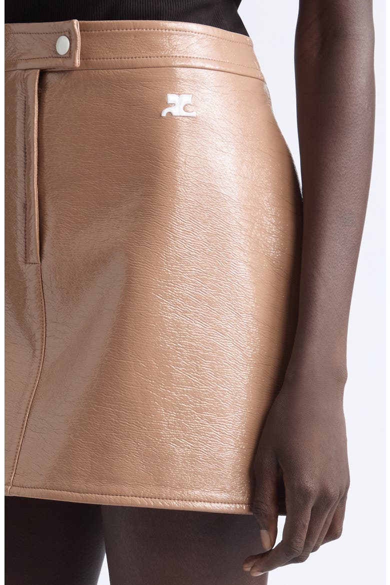 Reedition Faux Leather Miniskirt, Alternate, color, PALE PINK