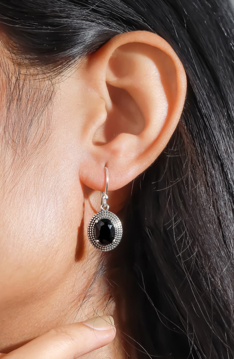 YS GEMS Onyx Drop Earrings, Alternate, color, Black