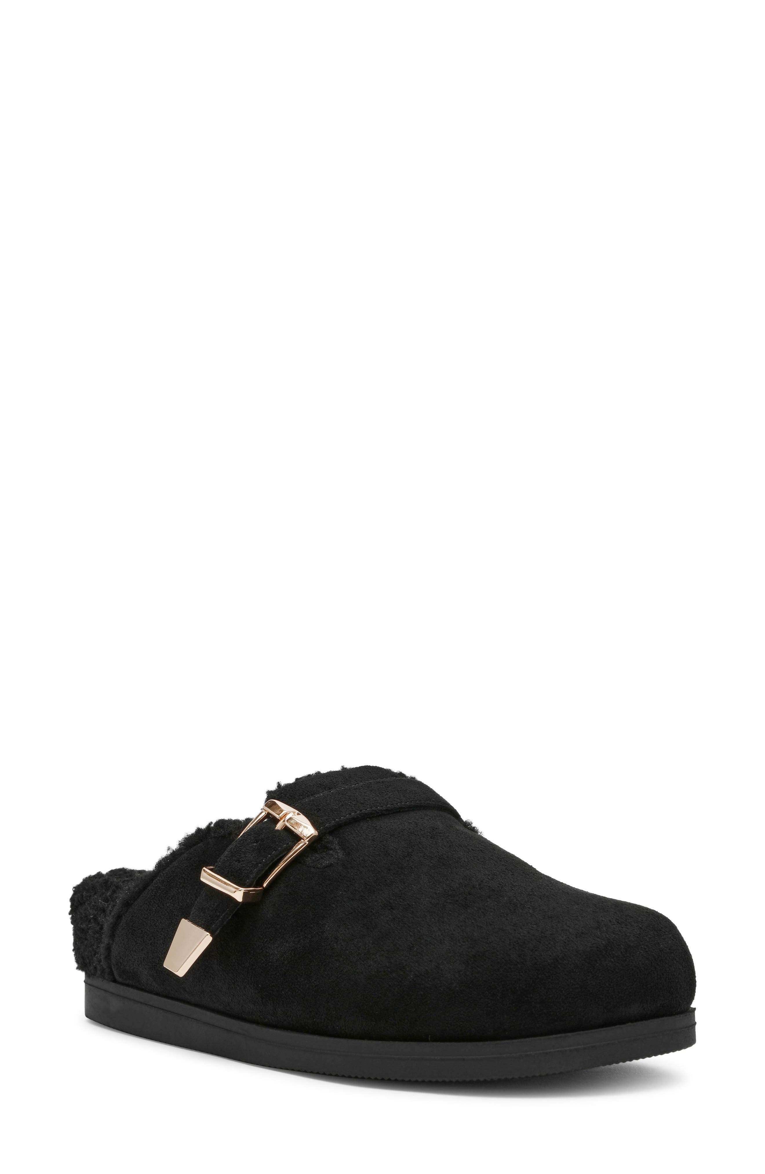 DV by Dolce Vita Anina Faux Shearling Lined Mule, Main, color, Black Faux Suede