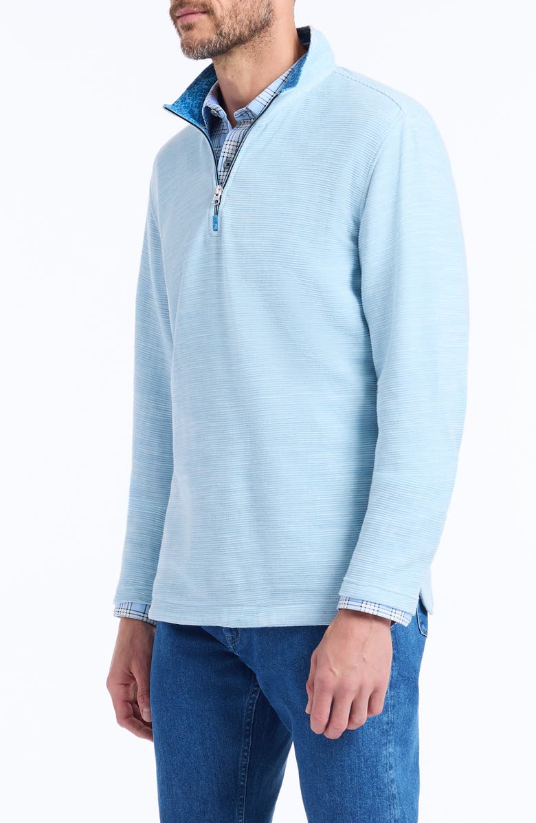 Robert Graham Ledson Quarter-Zip Knit Sweatshirt, Alternate, color, Glacier